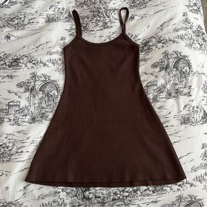 Los Angeles Apparel Heavy Rib Spaghetti Mini Dress Chocolate